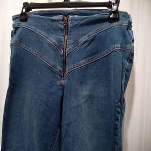 Sincerely Jules Retro V-Shaped Zippered Front Blue Jeans Juniors Size 9